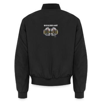 Wir Bleiben Hart – Bold Streetwear - Unisex Bomberjacke - Schwarz - Hinten - AI Model Male 185 light (185cm)