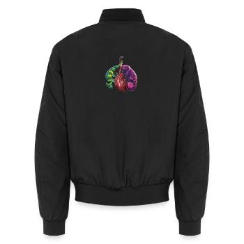 Chamäleons auf menschlichem Herz - Unisex Bomberjacke - Schwarz - Hinten - AI Model Male 185 light (185cm)