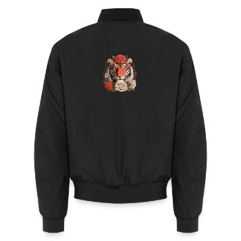 Tiger mit Blumenkrone - Unisex Bomberjacke - Schwarz - Hinten - AI Model Male 185 light (185cm)