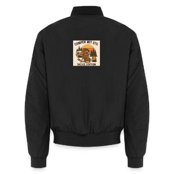 Camping in style: Dachshund Edition - Unisex Bomber Jacket - black - Back - AI Model Male 185 light (185cm)