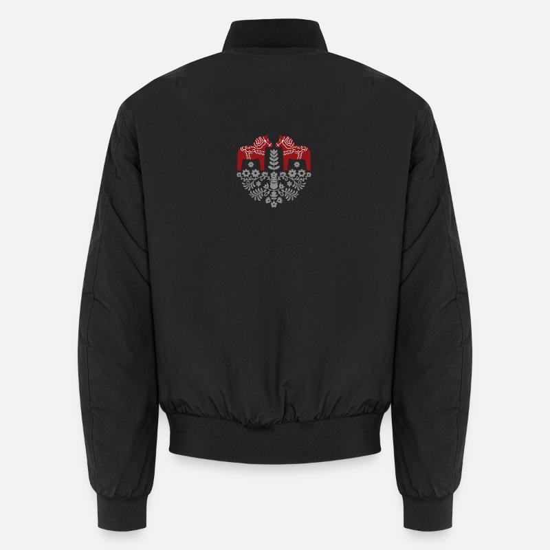 Dala Horse – Scandinavian Folklore in Grey Unisex Bomber Jacket