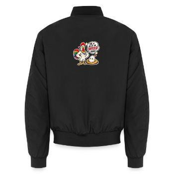 Salut, ravi de t’avoir fait élever ! Design LGBTQ+, coq avec œuf - Bomber unisexe - noir - Dos - AI Model Male 185 light (185cm)