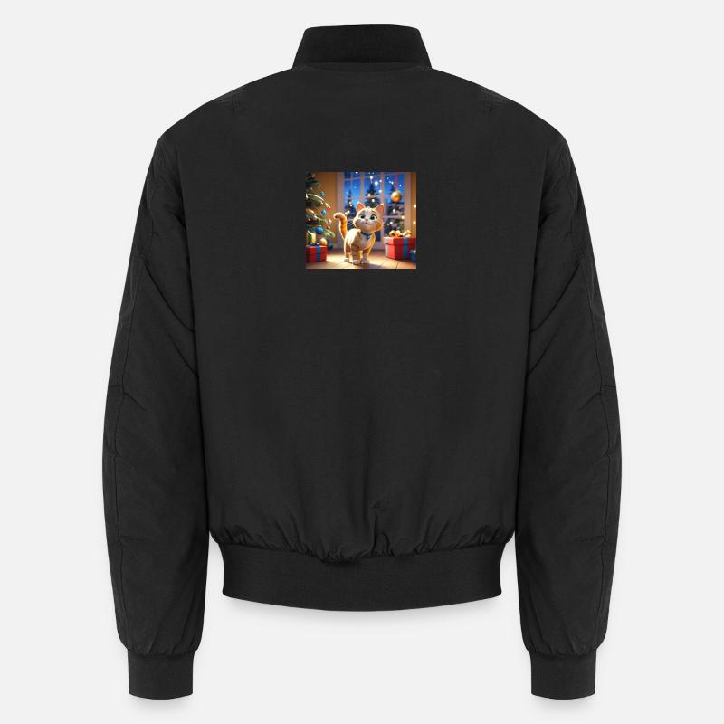 Dessin animé Joyeux Noël Chat Cadeau Bomber unisexe