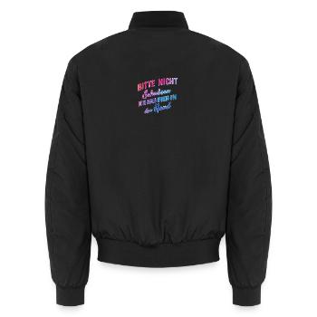 Please don't push, I've got beer in my hand - Unisex Bomber Jacket - black - Back - AI Model Male 185 light (185cm)