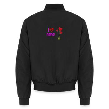 Aimant Fête des Mères Coeur Floral Design - Bomber unisexe - noir - Dos - AI Model Male 185 light (185cm)