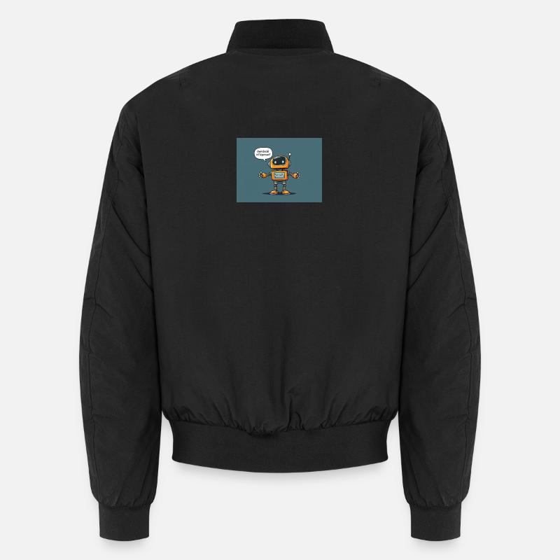 Cute Robot with Retro Charm - Unisex Bomber Jacket - black