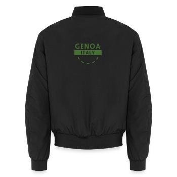 Genoa Italy Emblem Badge - Unisex Bomber Jacket - black - Back - AI Model Male 185 light (185cm)