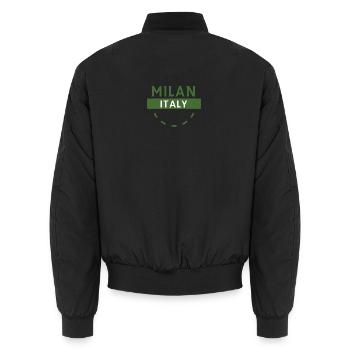 Milan Italy Green City Emblem - Unisex Bomber Jacket - black - Back - AI Model Male 185 light (185cm)