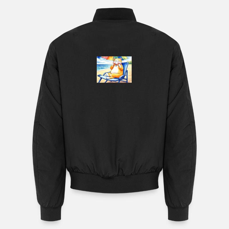 Chat sur la plage avec une glace Bomber unisexe