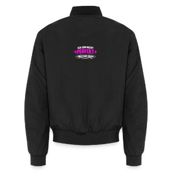 I'm not perfect but close - Unisex Bomber Jacket - black - Back - AI Model Male 185 light (185cm)