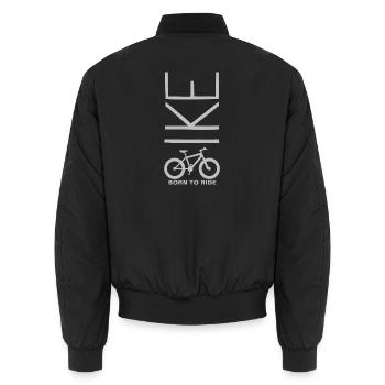 Mountainbike Spruch Born to Ride minimalistisch - Unisex Bomberjacke - Schwarz - Hinten - AI Model Male 185 light (185cm)
