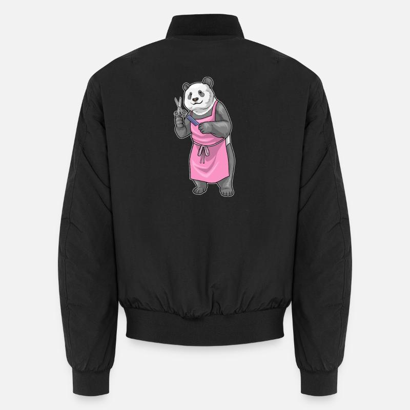 Panda Coiffe Ciseaux Peigne - Bomber unisexe - noir