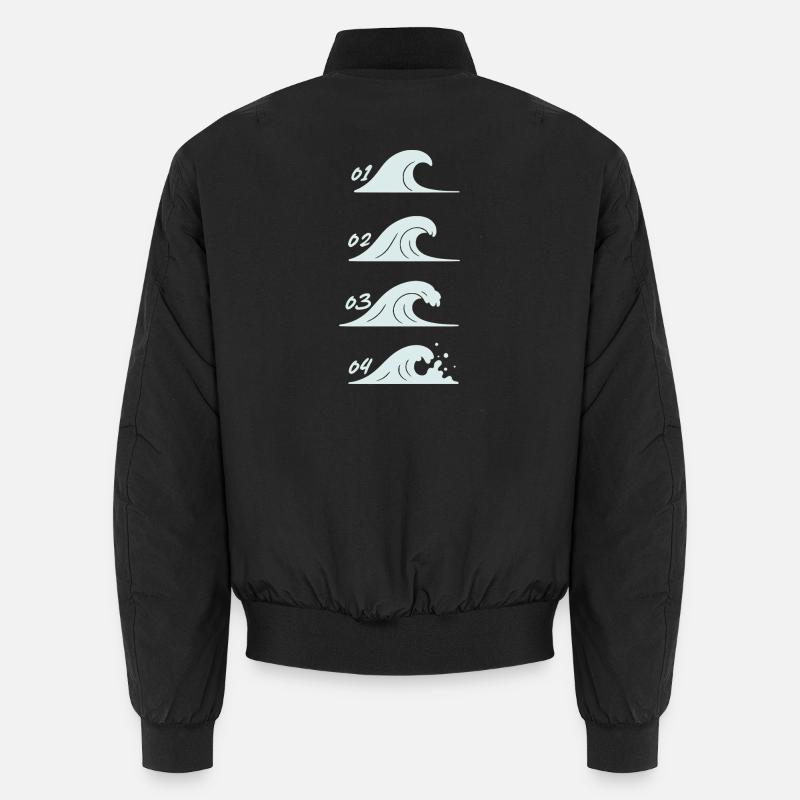 Minimaliste Vagues Illustration Mer Bomber unisexe