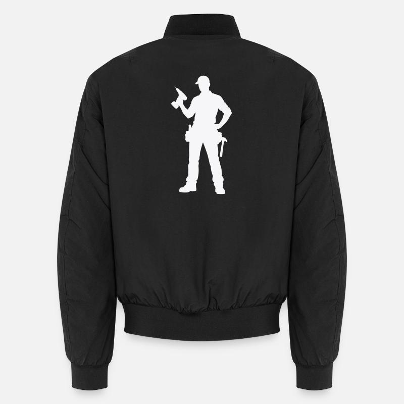 Craftsman silhouette with tools - Unisex Bomber Jacket - black