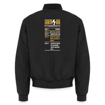 Elektriker Stundensatz Humor - Unisex Bomberjacke - Schwarz - Hinten - AI Model Male 185 light (185cm)
