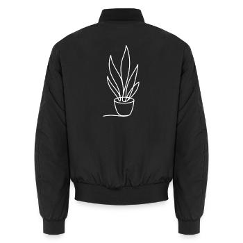 Minimalist plant in pot line art - Unisex Bomber Jacket - black - Back - AI Model Male 185 light (185cm)