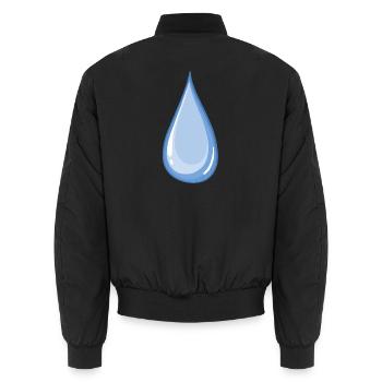 Blauer glänzender Wassertropfen - Unisex Bomberjacke - Schwarz - Hinten - AI Model Male 185 light (185cm)