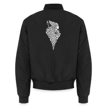 Die Walküre mit Flügelhelm – Nordisches Flechtwerk - Unisex Bomberjacke - Schwarz - Hinten - AI Model Male 185 light (185cm)