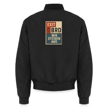 Vintage Protestplakat Block-Typografie - Unisex Bomberjacke - Schwarz - Hinten - AI Model Male 185 light (185cm)