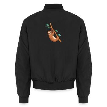 Niedliches Faultier Hängematte Design - Unisex Bomberjacke - Schwarz - Hinten - AI Model Male 185 light (185cm)