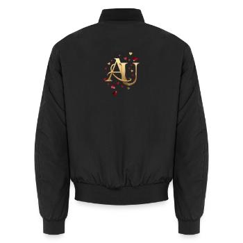 Goldenes AU Monogramm mit Herzen - Unisex Bomberjacke - Schwarz - Hinten - AI Model Male 185 light (185cm)