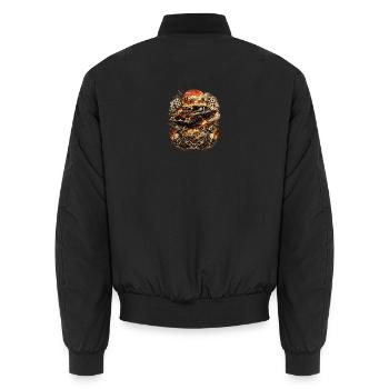 Fiery Musclecar Inferno - Unisex Bomber Jacket - black - Back - AI Model Male 185 light (185cm)