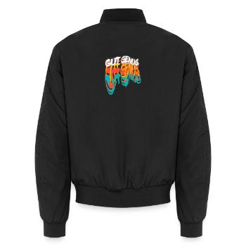 Buntes Graffiti Statement - Unisex Bomberjacke - Schwarz - Hinten - AI Model Male 185 light (185cm)