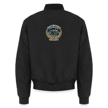 Traktorfahren: Meditation im Feld - Unisex Bomberjacke - Schwarz - Hinten - AI Model Male 185 light (185cm)