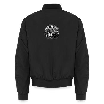 Chess Power – König & Dame im Kampf - Unisex Bomberjacke - Schwarz - Hinten - AI Model Male 185 light (185cm)