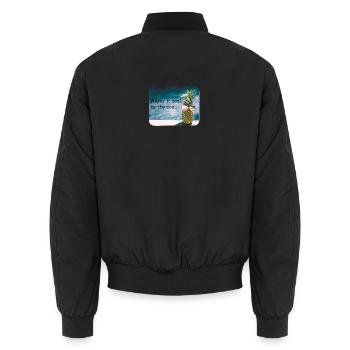 Ananas am Pool – Sommerhumor - Unisex Bomberjacke - Schwarz - Hinten - AI Model Male 185 light (185cm)