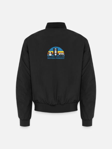 Never Forget Retro Vintage Disk VHS Cassette Shirt - Unisex Bomberjacke - Schwarz