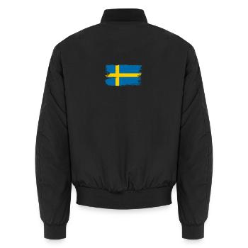 Tee à brosse drapeau de la Suède - Bomber unisexe - noir - Dos - AI Model Male 185 light (185cm)