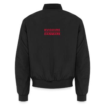 Hvidovre Danemark typographie rouge - Bomber unisexe - noir - Dos - AI Model Male 185 light (185cm)