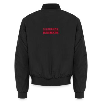 Silkeborg, Denmark - Unisex Bomber Jacket - black - Back - AI Model Male 185 light (185cm)