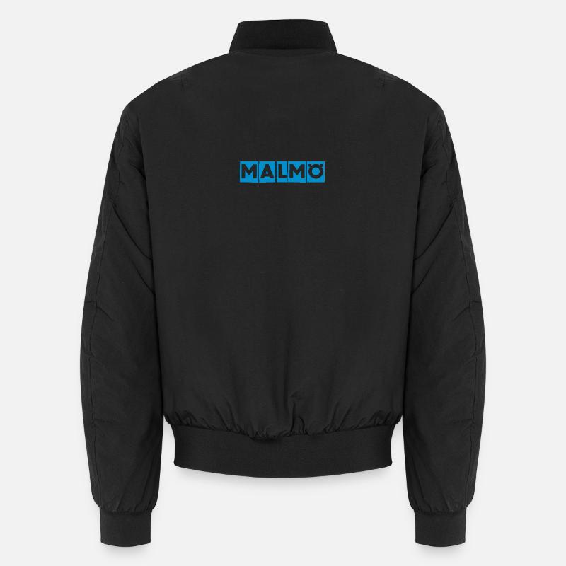 Malmö – Blaues Textdesign - Unisex Bomberjacke - Schwarz