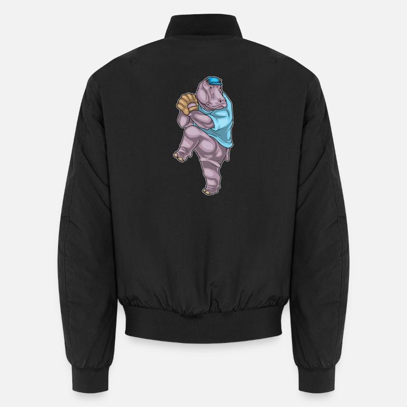 Nilpferd Baseball Baseballhandschuh - Unisex Bomberjacke - Schwarz