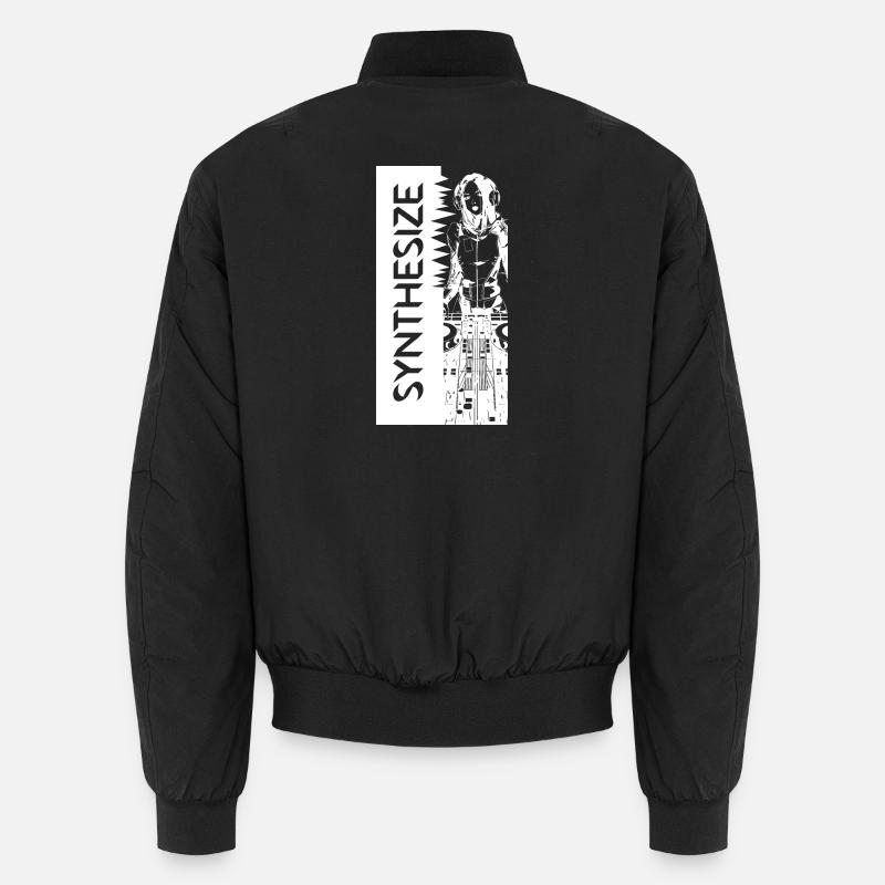 Synth White - Unisex Bomber Jacket - black