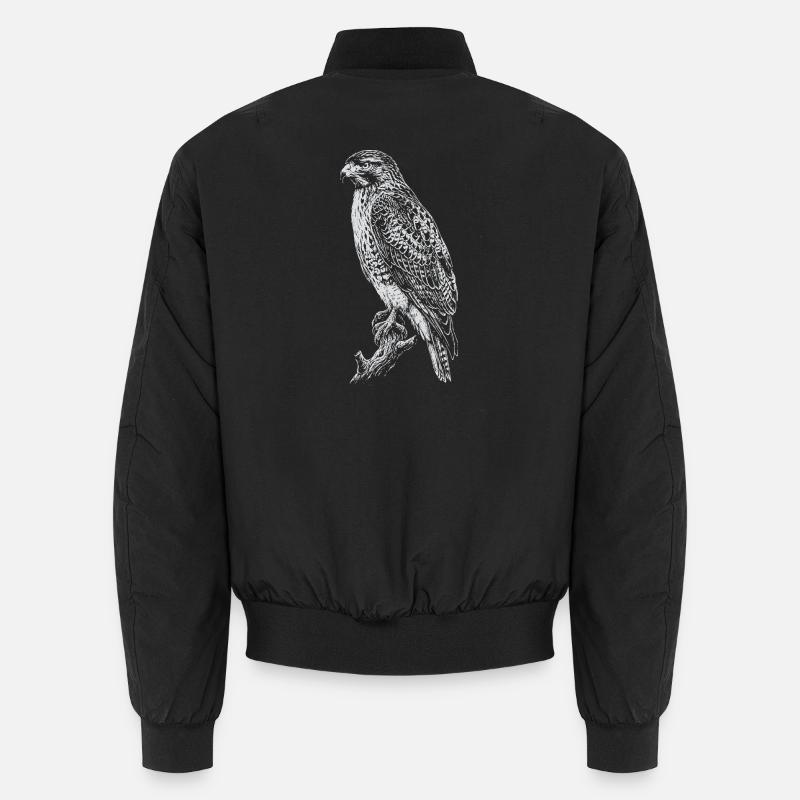 Nocturnal Hawk Line Art - Unisex Bomber Jacket - black
