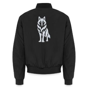 Wolfs Silhouette Kontrastdesign - Unisex Bomberjacke - Schwarz - Hinten - AI Model Male 185 light (185cm)