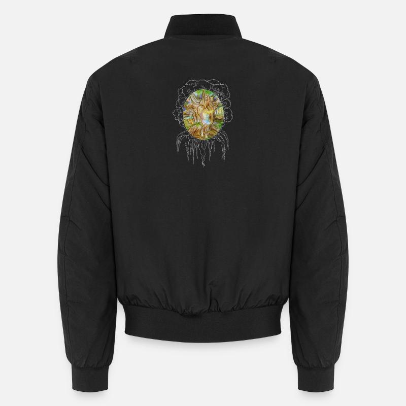 Mädchen im Baum der Weisheit, Eiche, Wald, Spiegel Unisex Bomberjacke