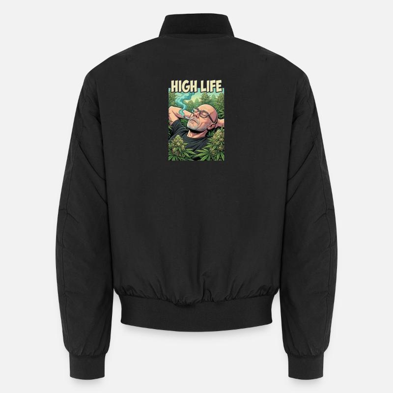 High Life: Relaxed Cannabis Chill - Unisex Bomber Jacket - black
