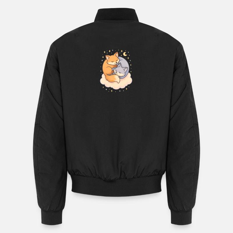 Cuddling Foxes Kawaii Unisex Bomber Jacket