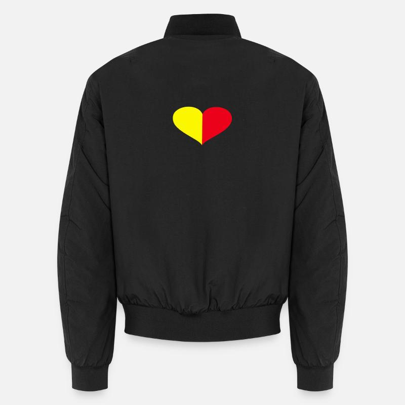 Herz schlägt gelb rot - Unisex Bomberjacke - Schwarz