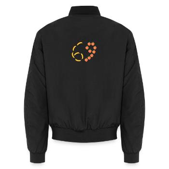 Fruit Motif Bananas and Peaches - Unisex Bomber Jacket - black - Back - AI Model Male 185 light (185cm)