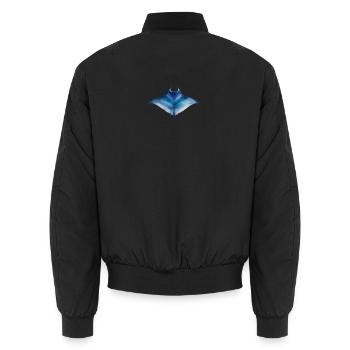 Watercolor Manta Ray - Unisex Bomber Jacket - black - Back - AI Model Male 185 light (185cm)