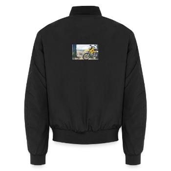 Motorrad in der Berglandschaft - Unisex Bomberjacke - Schwarz - Hinten - AI Model Male 185 light (185cm)