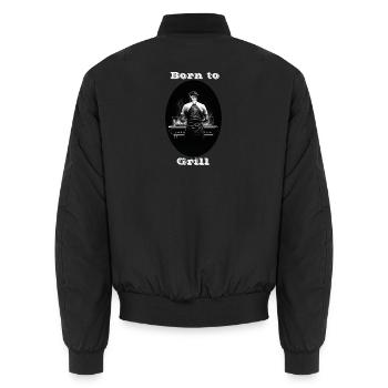 Born to Grill white - Unisex Bomber Jacket - black - Back - AI Model Male 185 light (185cm)