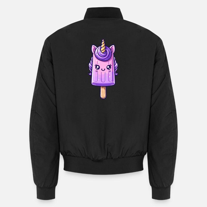 Ein Eis am Stil in Form eines lila Einhorns Unisex Bomberjacke