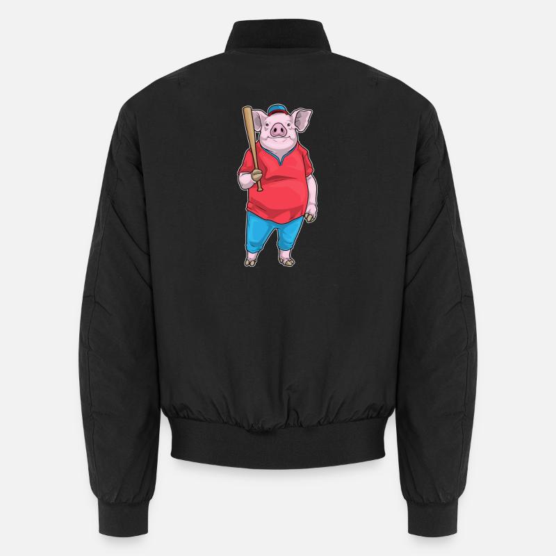 Pig Baseball Baseball Bat Unisex Bomber Jacket