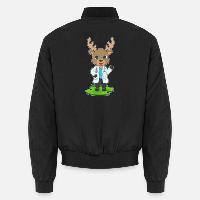 Reindeer Doctor Stethoscope - Unisex Bomber Jacket - black